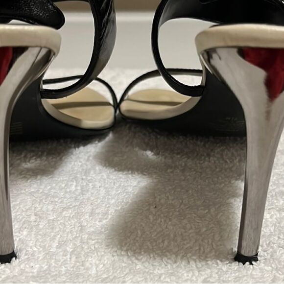 Cami International black sandal silver heels patent leather 7.5 M FIRM on PRICE - Picture 4 of 8